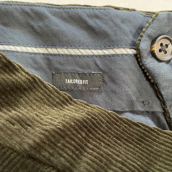 Bonobos Corduroy Trouser Size 36x30 Pine Green TAILORED FIT Flat Front Pockets - Picture 7 of 12